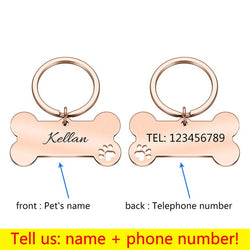 Personalized Collar Pet ID Tag Engraved Pet ID Name for Cat Puppy Dog Tag Pendant Keyring Bone Pet Accessories