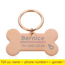 Personalized Collar Pet ID Tag Engraved Pet ID Name for Cat Puppy Dog Tag Pendant Keyring Bone Pet Accessories