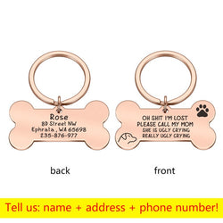 Personalized Collar Pet ID Tag Engraved Pet ID Name for Cat Puppy Dog Tag Pendant Keyring Bone Pet Accessories