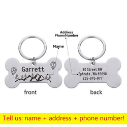 Personalized Collar Pet ID Tag Engraved Pet ID Name for Cat Puppy Dog Tag Pendant Keyring Bone Pet Accessories